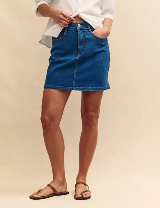 Dark Blue Denim Mini Skirt