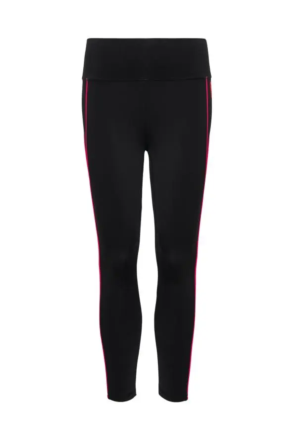 Black with Neon Piping Full Length Active Leggings