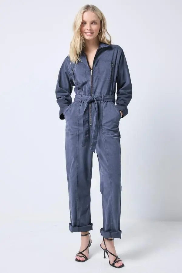 Ink Blue Tencel Utility Jumpsuit