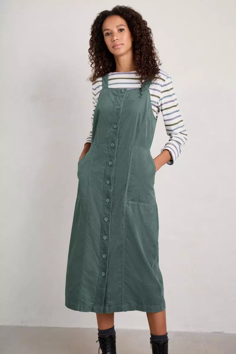 Grey cord hotsell pinafore dress