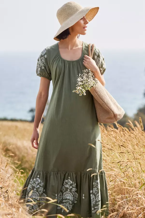 Forest Lodge Embroidered Dress (GOTS)