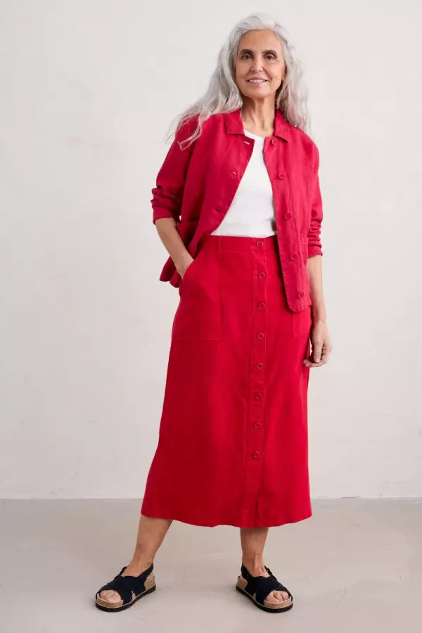 Rosewell Farm Linen Midi Skirt