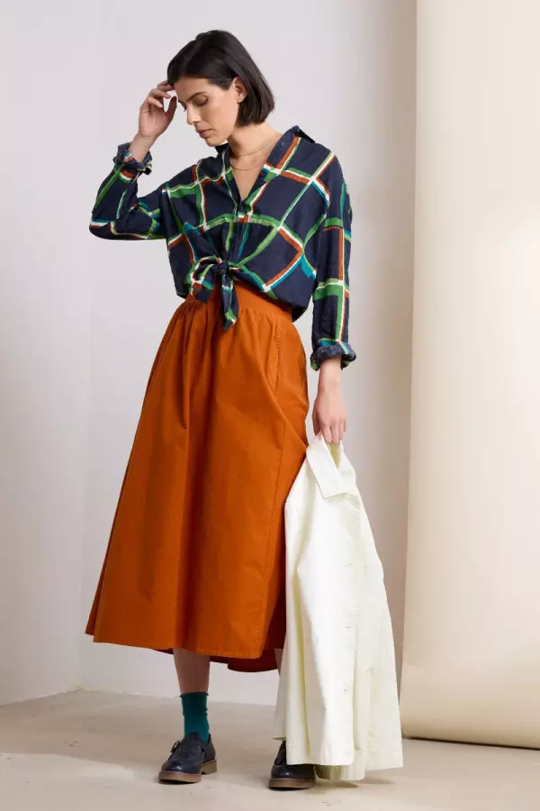 Mevagissey Organic Cotton Midi Skirt (GOTS)