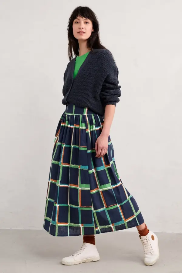 Mevagissey Organic Cotton Midi Skirt (GOTS)