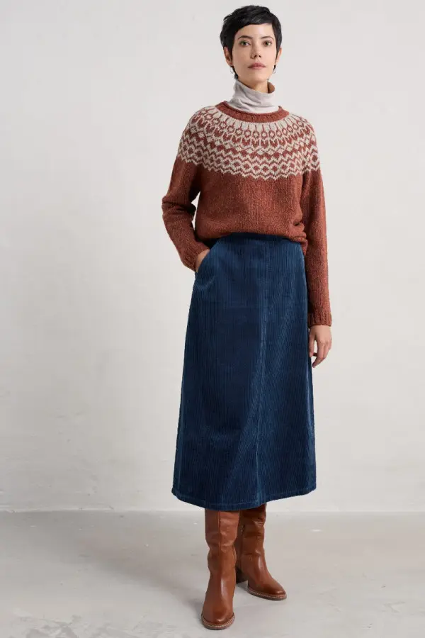 Window Wren Cord Midi Skirt