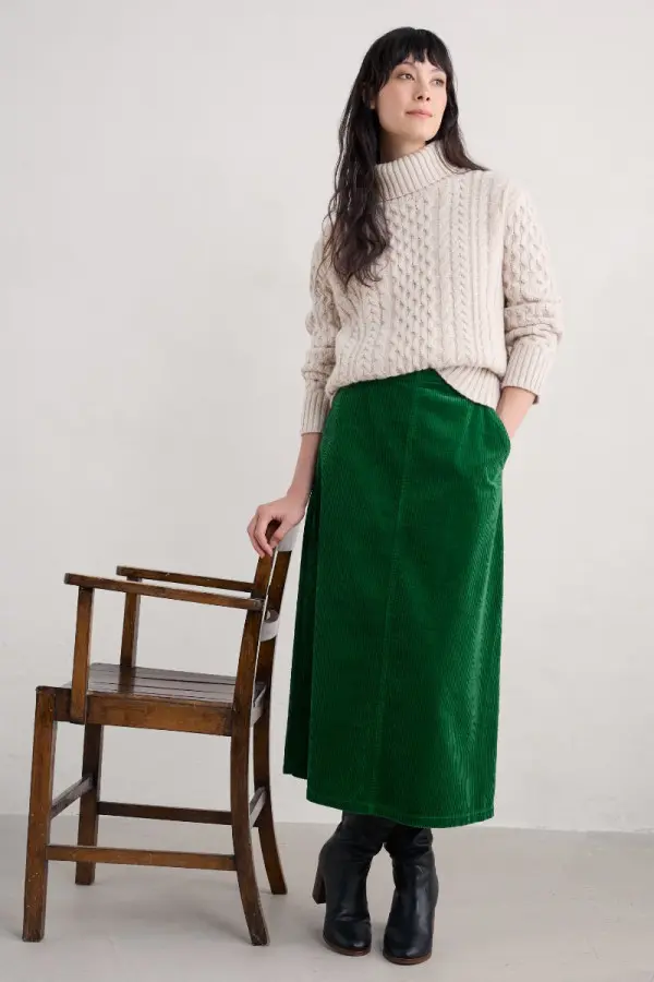 Window Wren Cord Midi Skirt