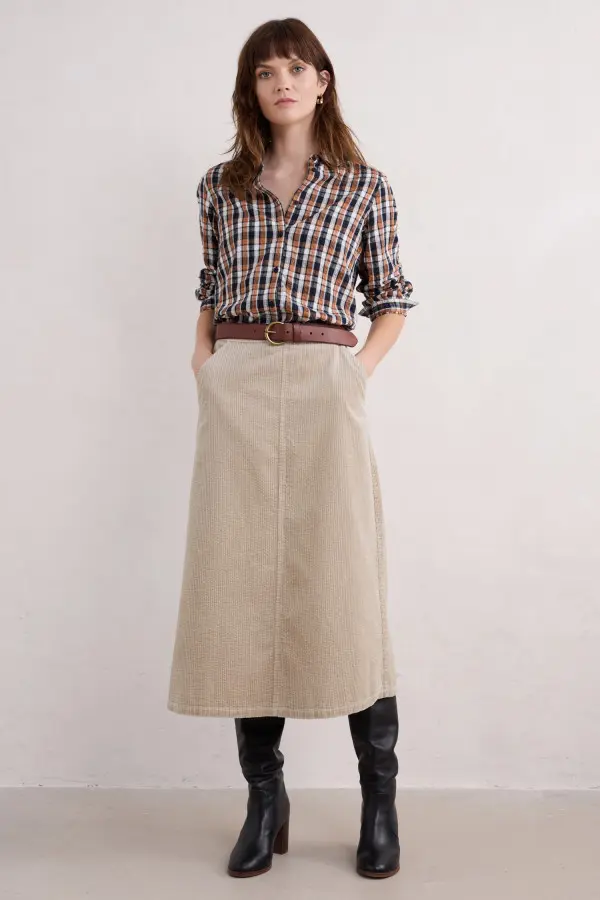 Window Wren Cord Midi Skirt