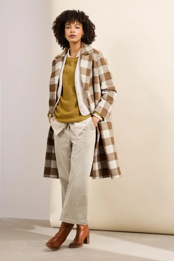 Budock Wool Blend Check Coat