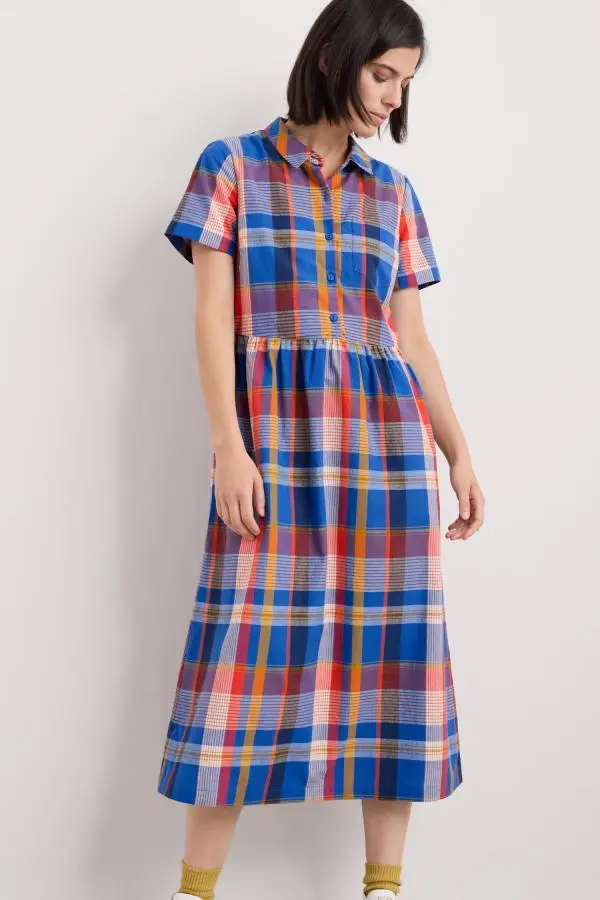 Fleet Checked Midi Dress