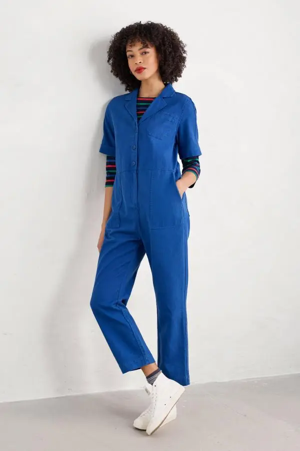 Clear Water Linen-Cotton Jumpsuit