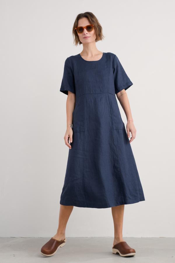 Grass Wave Linen Midi Dress