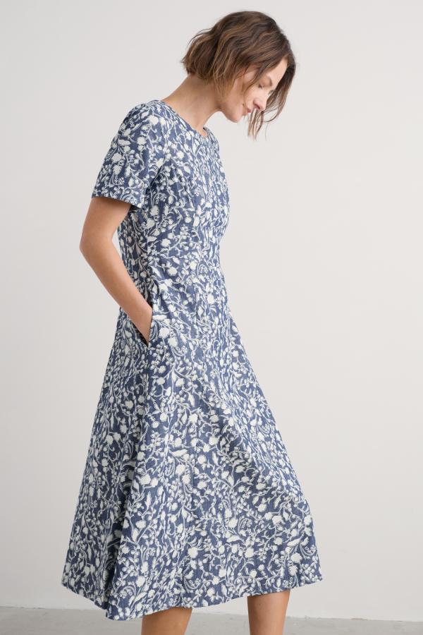 Fox Path Printed Chambray Dress