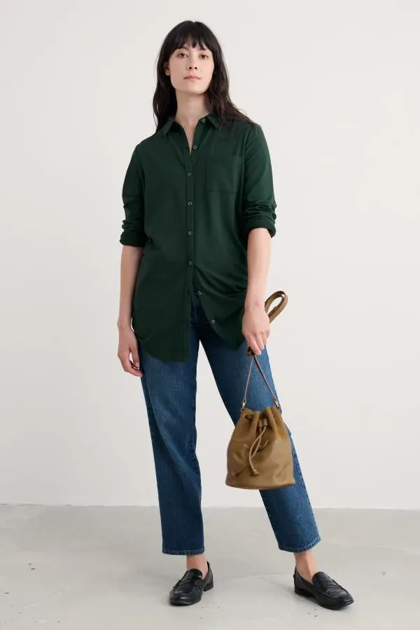 Dove Plant Jersey Button-Through Tunic