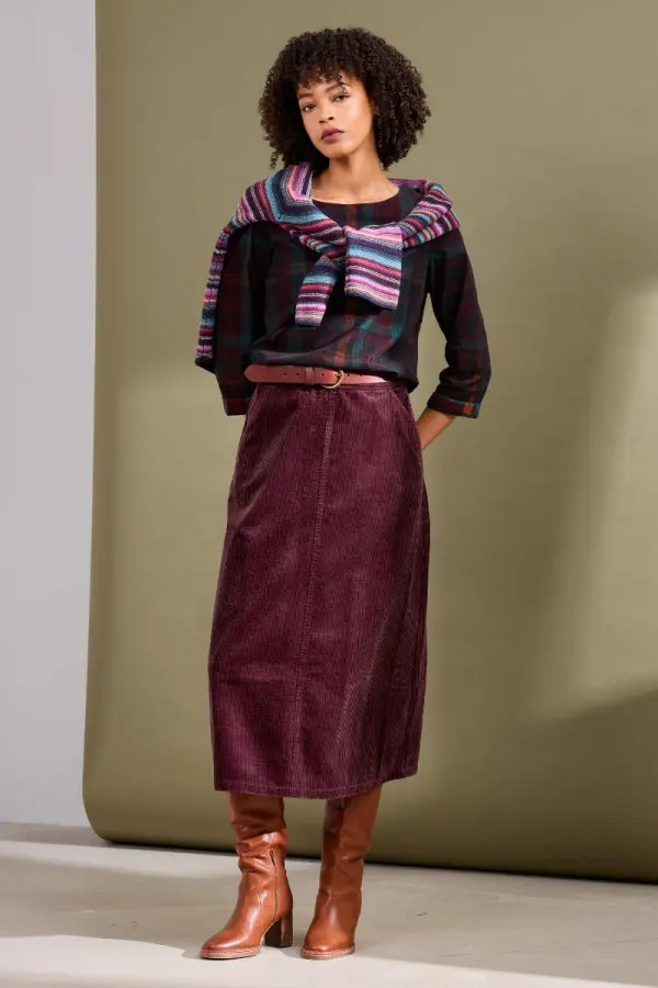 Window Wren Cord Midi Skirt