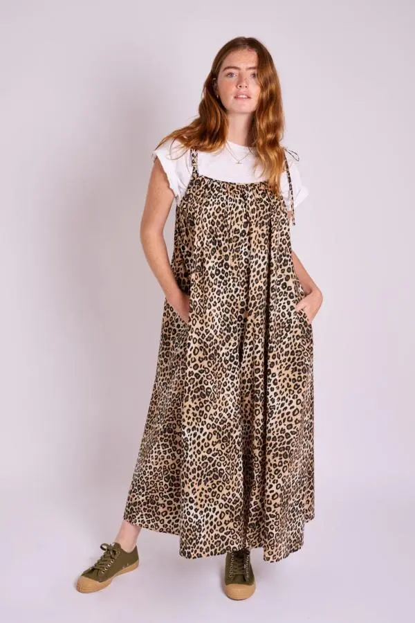 Tie Strap Leopard Sundress