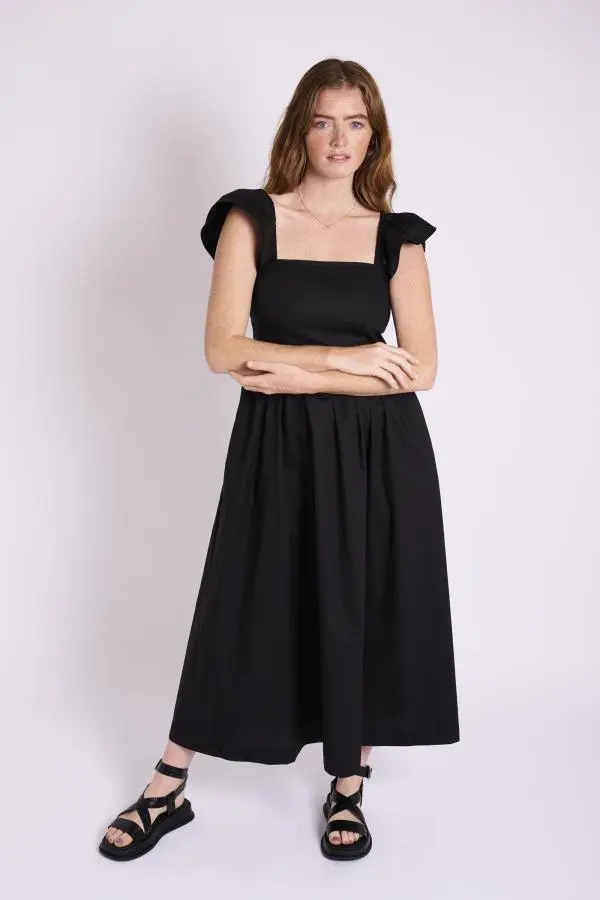 Black Flutter Sleeve Sundress