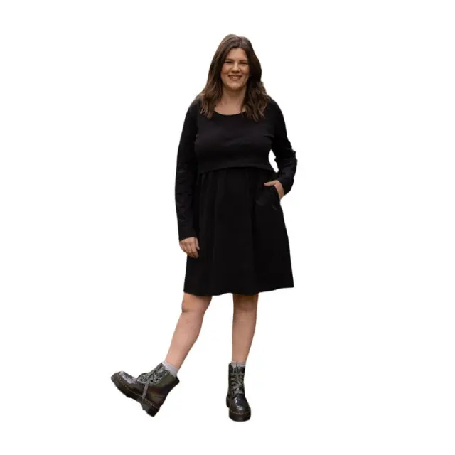 Bella Black Breastfeeding Skater Dress