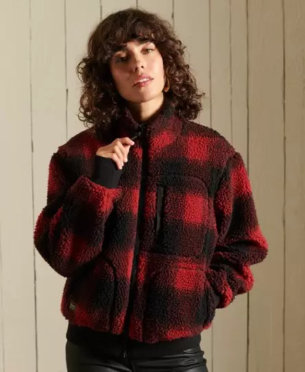 Red and black sherpa on sale jacket