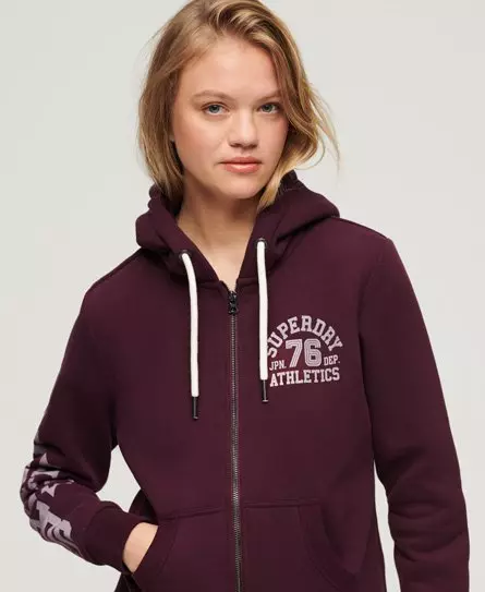 Pockets For Women Superdry Women s Athletic College Zip Up Hoodie Purple Fig Purple