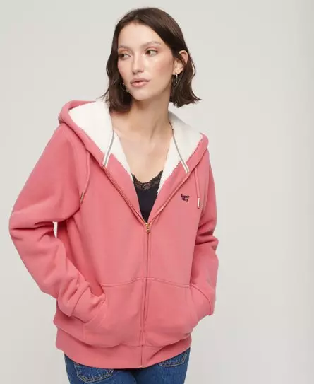 Superdry Essential Borg Lined Zip Hoodie - Women's Outlet Womens