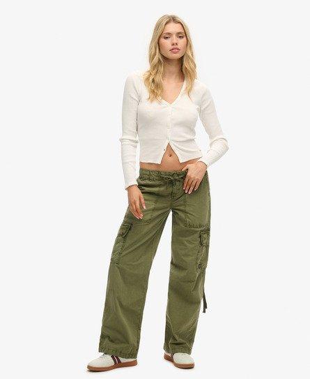 Superdry Women's Low Rise Utility Pants Khaki / Olive Khaki - 