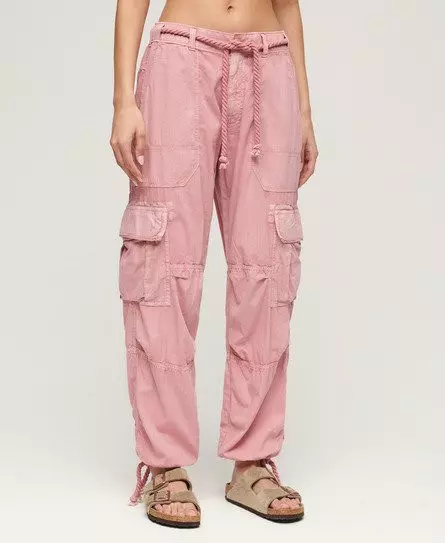 Superdry Women's Lightweight Beach Cargo Pants Pink / Soft Pink -