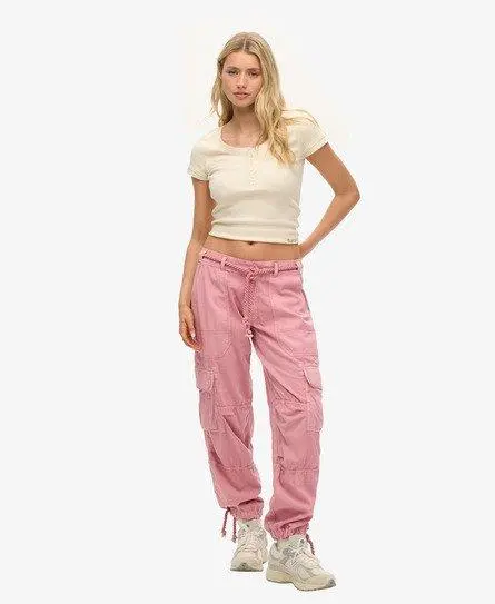 Superdry Women's Lightweight Beach Cargo Pants Pink / Soft Pink - 