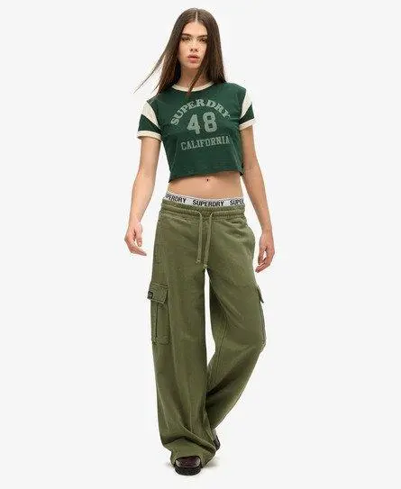 Superdry Women's Athletic Essentials Vintage Wide Cargo Jogger Khaki / Olive Khaki - 