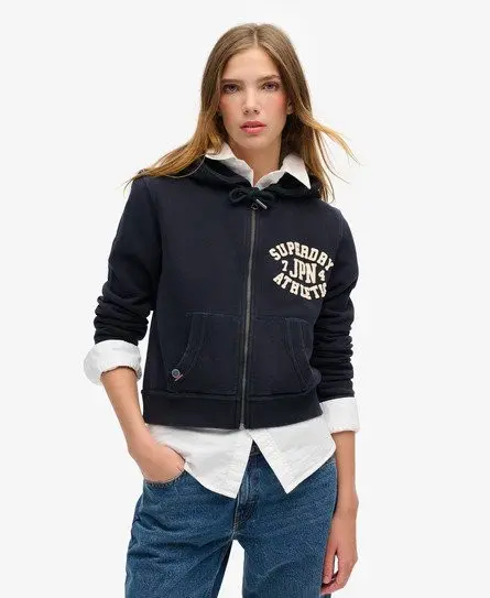 Superdry Women's Athletic Essentials Relaxed Crop Zip-hoodie Navy / Eclipse Navy - 