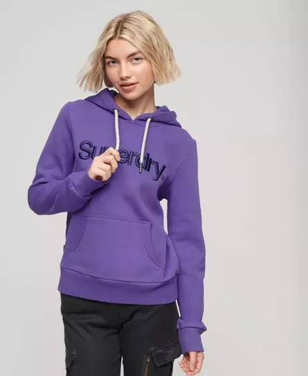 Superdry Women's Tonal Embroidered Logo Hoodie Purple / Purple Opulence -