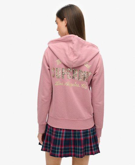 Superdry Women's Embellished Archived Zip Hoodie Purple / Nostalgia Rose Purple - 