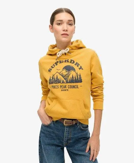 Superdry Women's Lo-fi Outdoor Graphic Hoodie Yellow / Mustard Yellow Marl - 