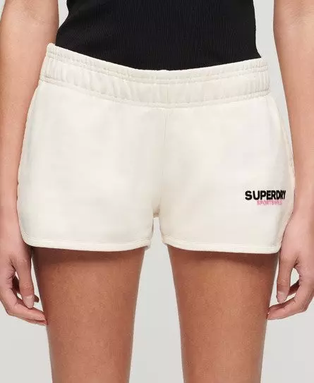 Superdry Women's Sportswear Logo Racer Shorts Cream / Rice White -