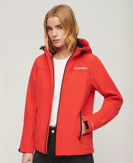 Superdry Women's Hooded Softshell Jacket Red / Sunset Red -