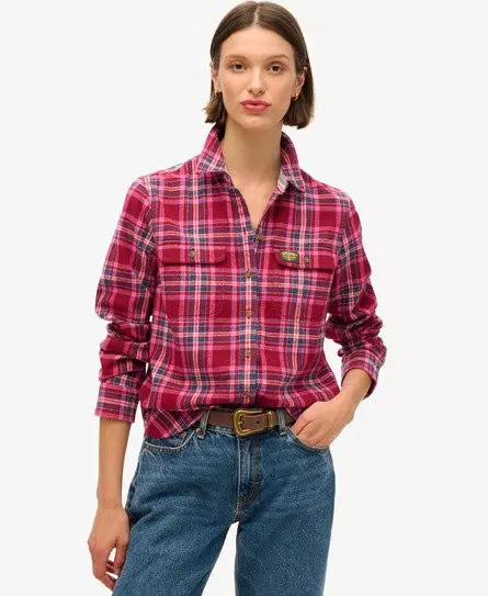 Superdry Women's Lumberjack Check Flannel Shirt Red / Berry Red Check -