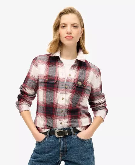 Superdry Women's Lumberjack Check Flannel Shirt Red / Red/Ivory Check -