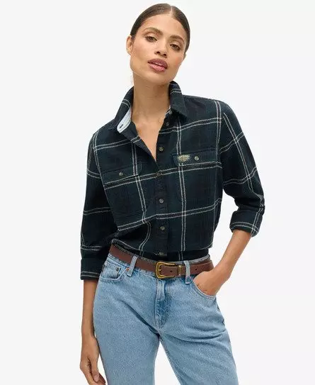 Superdry Women's Lumberjack Check Flannel Shirt Navy / Navy/Green Check -