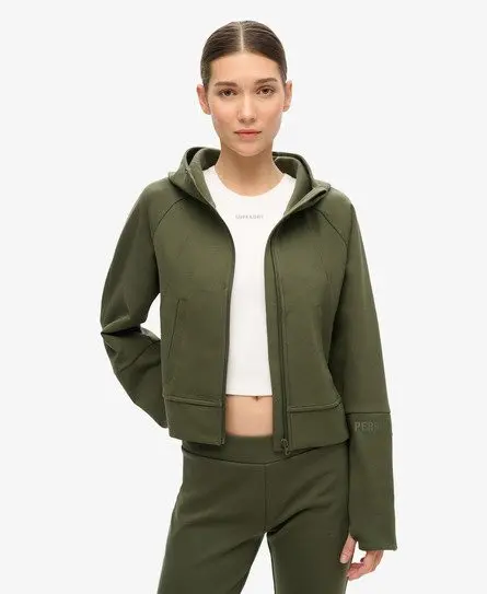 Superdry Women's Sport Tech Relaxed Zip Hoodie Khaki / Army Khaki -