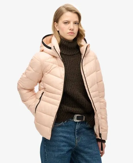 Superdry Women's Hooded Fuji Quilted Padded Jacket Beige / Frappe Beige -