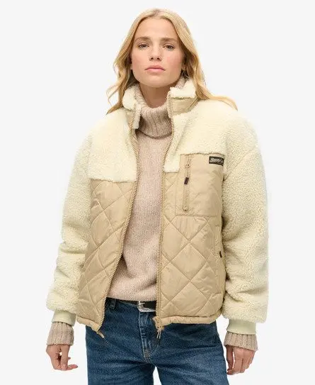 Superdry Women's Workwear Fleece Hybrid Jacket Cream / Urban Cream -