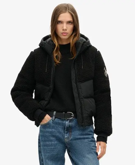 Superdry Women's Everest Bomber Hybrid Jacket Black / Black/black -