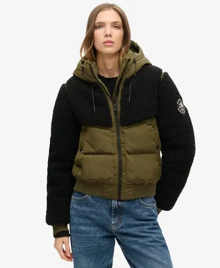 Superdry Women's Everest Bomber Hybrid Jacket Green / Dark Olive -