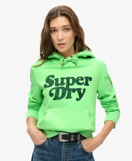 Superdry Women's Cooper Tonal Logo Hoodie Green / Neo Mint Green -