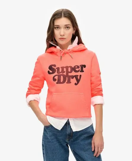 Superdry Women's Cooper Tonal Logo Hoodie Cream / Pastelline Coral -