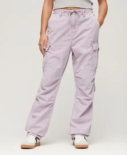 Superdry Women's Low Rise Parachute Cargo Pants Purple / Soft Lilac -