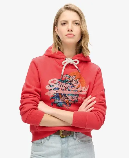 Superdry Women's Tokyo Vintage Logo Graphic Hoodie Red / Soda Pop Red -