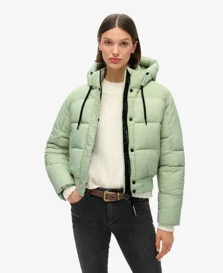 Superdry Women's Ripstop Padded Bomber Jacket Green / Sea Green Grid -