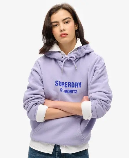 Superdry Women's Sport Luxe Loose Hoodie Purple / Dull Purple -