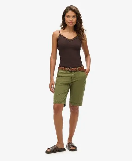 Superdry Women's Chino City Shorts Khaki / Olive Khaki -