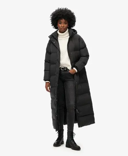 Superdry Women's Maxi Hooded Puffer Coat Black -